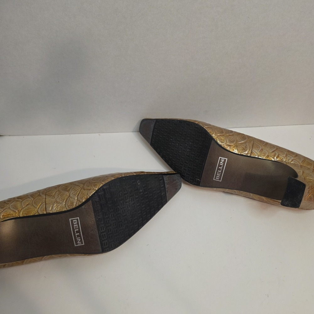 Bellini Oscar Women's Pumps Size 10M LT Gold Croc Embossed Kitten Heel Dress... - Picture 6 of 9